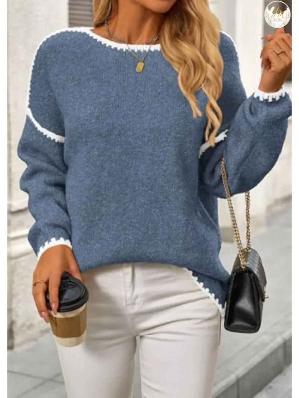 Oversized Chunky Knit Pullover Sweater Women Long Sleeve Crew Neck Cozy Fall
